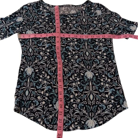 LOFT 100% Linen Top Shirt SM Lightweight Stretchy Floral Blue Summer Vacation - Picture 3 of 6